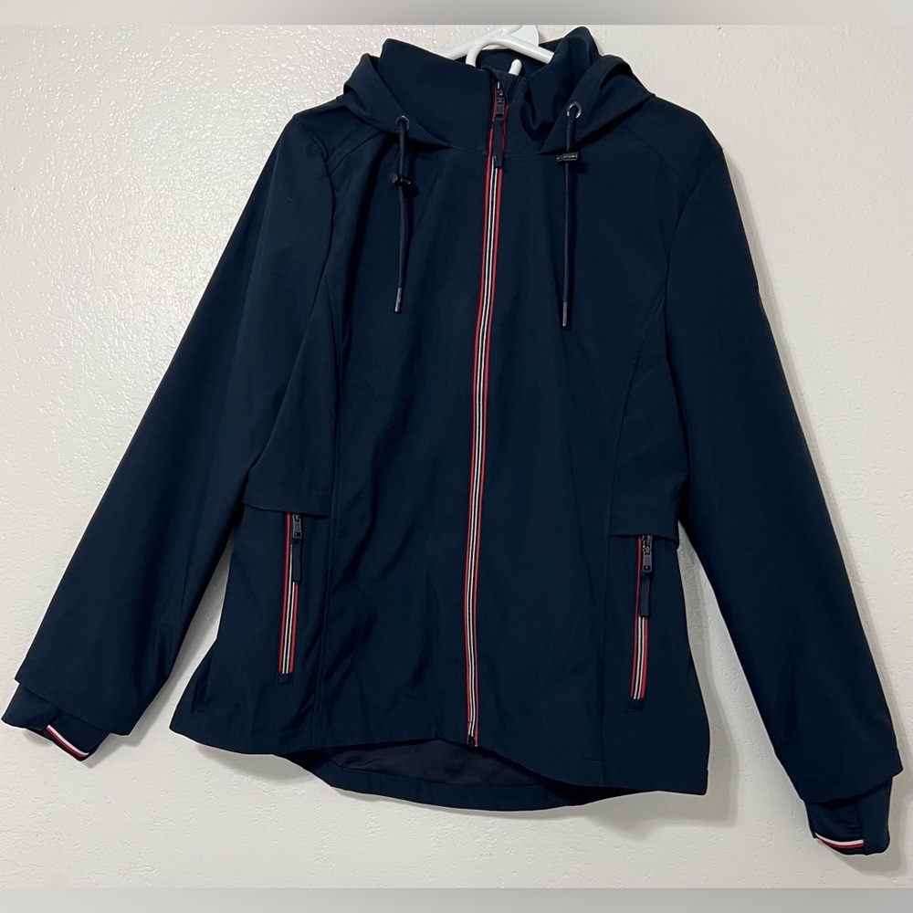 Tommy Hilfiger Navy Softshell Hooded Jacket – Size L